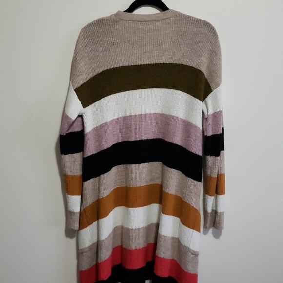 Allison Joy Open Front Gabby Stripe Sweater Cardigan Duster - Picture 6 of 10